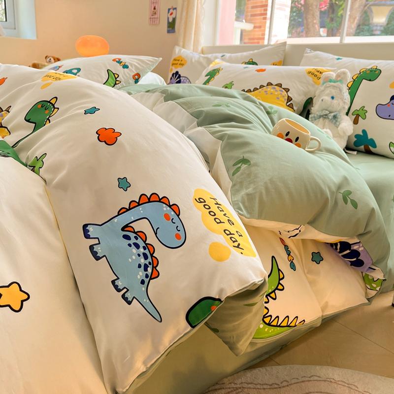 Cute Animal Panda Duvet Cover 3pcs Cotton Cartoon Black White Chinese Panda Bedding Set Soft Reversible Stripe Comforter Cover