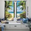 2 шт. Шторы Океан Пальма Пляж Тропический Гавайи Прибрежный Летний Песчаный Морской Экзотический Морской пейзаж Зеленый Синий Природа Пейзаж
