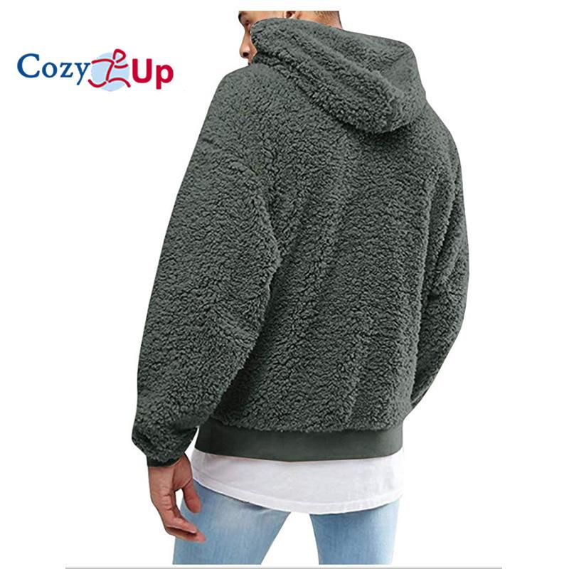 Cozy Up Мужской пушистый пуловер из шерпа, толстовки с капюшоном, спортивные толстовки с длинным рукавом и передним карманом, осенняя верхняя одежда, зимняя верхняя одежда с капюшоном