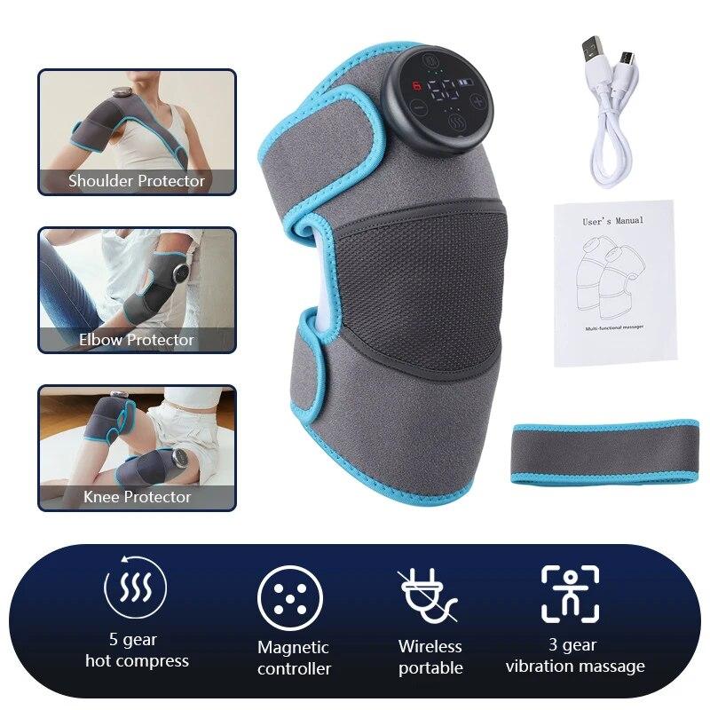 Electric Knee Massager Belt Heating Pad Vibration Shoulder Massager Arthritis Physiotherapy Massage Knee Pad Pain Relief