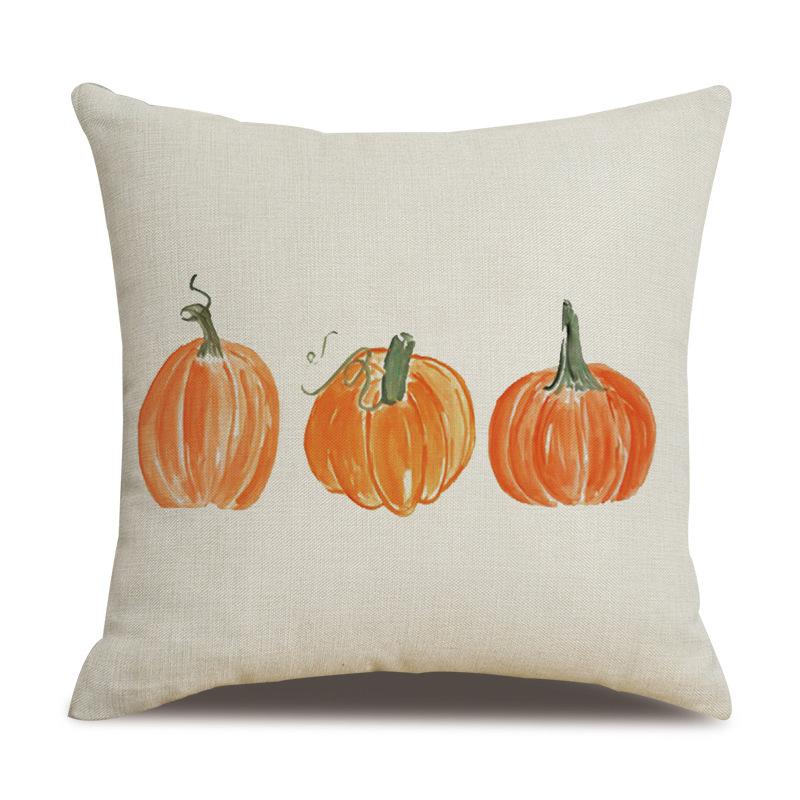 Подушка из льна на День благодарения, осенняя наволочка с принтом тыквы