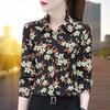 Spring Autumn Turn-down Collar Women's Clothing Long Sleeve Button Up Plant Flowers Printing Cardigan Shirt Casual Elegant Tops