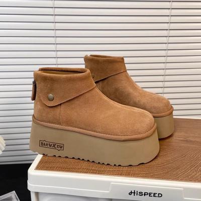 Женские зимние теплые сноубутсы большого размера, утепленная подкладка, ботильоны, кожаная меховая интеграция, нескользящие, для пешего туризма, спортивные, ботинки Мартин