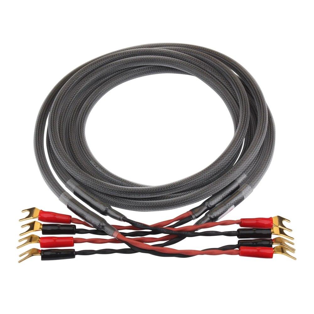 YYAUDIO одна пара Hi-Fi акустических кабелей высокой чистоты 6N OFC с сердечником типа «банан» и Y 24K золотой штекер рупорный кабель для усилителя динамика