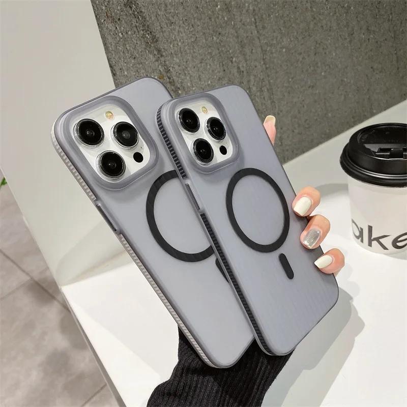 Luxury Wireless Charging Phone Case for Magsafe Magnetic Matte Clear Case for Iphone 15 14 Plus Pro Max 13 Cover Protective