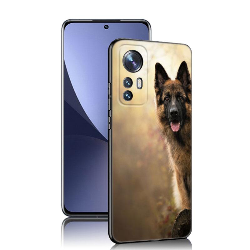 German Shepherd Dog Black Silicone Phone Case For Xiaomi Mi 9 SE 8 10 10T 11 12 13 Lite 9T 11T 12S 12T 13T 14 Pro 5G NE 11i 12X
