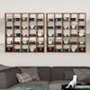 Wall-Mounted Solid Wood Curio Display Shelf – Grid Storage Rack for Teacups & Master Cups