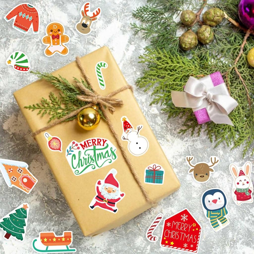 10 листов наклеек на рождественскую тематику, наклейки с Рождеством, наклейки для рождественских зимних праздников, наполнители для рождественских мешочков со сладостями