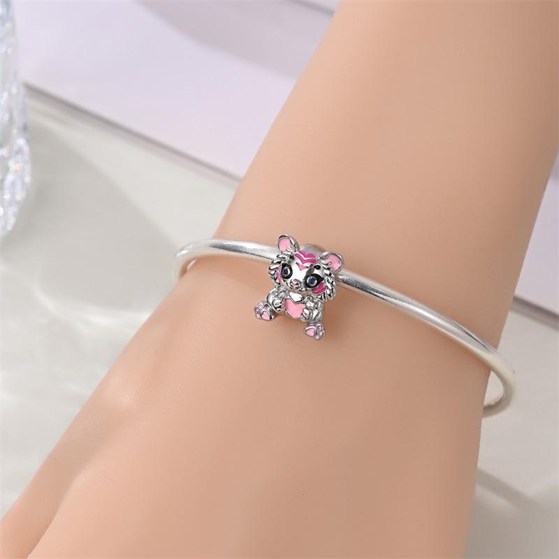 Серия Животные Милые Розовые Тигры Шармы Бусины Подходят Для Diy Медный Оригинальный Браслет Женские Украшения Вечеринка Подарок Для Ребенка