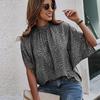 Elegant Leopard Print Chiffon Shirt for Women Bat Sleeve Summer Top Strap Blouse