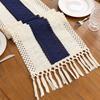 Yousheng Table Runner Color Block Long Strip Design Tassel Element Table Flag Easy To Clean Dining Table Decor Accessory