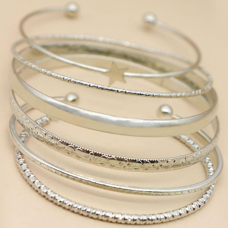 Набор минималистичных браслетов с пятиконечными звездами, 6 шт. / 10 шт.