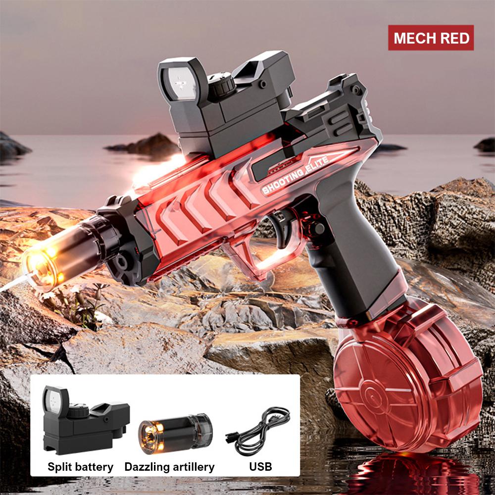 Боевые электрические водяные пистолеты, Водяной пистолет с крутой подсветкой и дымовым эффектом, Большая емкость, Водяные пистолеты для лета, Игрушка для пляжа на открытом воздухе для взрослых