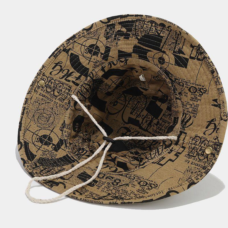 Европейская и американская мода принтованная большая шляпа-ведро с карнизом для мужчин и женщин, стираная джинсовая шляпа от солнца в стиле старого вестерна, дорожная шляпа от солнца