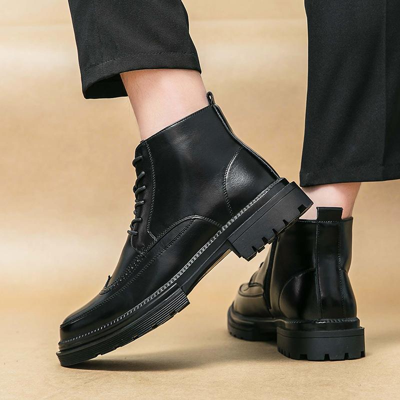 Модные черные короткие мужские ботинки-броги Модный и универсальный джентльменский стиль Деловая Офисная Повседневная Обувь для Отдыха На Природе Вечеринка Взрослая обувь