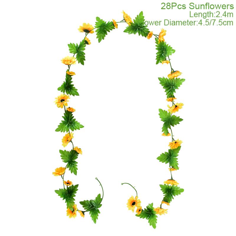 Искусственная лоза с цветками подсолнуха, шелковое искусственное растение, ротанговая гирлянда для свадебной арки, украшения для дома и сада, DIY настенный венок