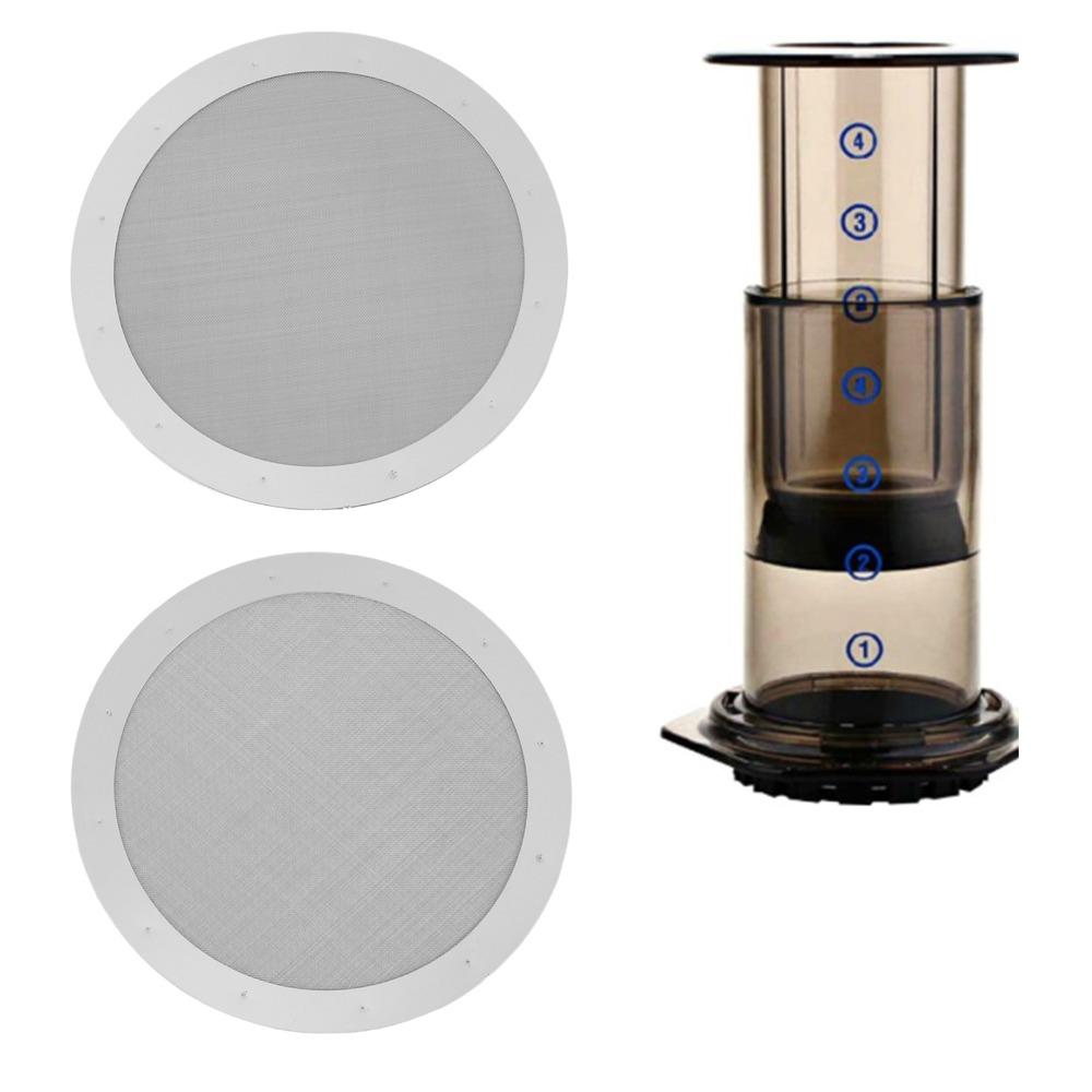 2pcs set Silver Stainless Steel Coffee Filter 61MM Diameter Permanent Coffee Filter Travel Use