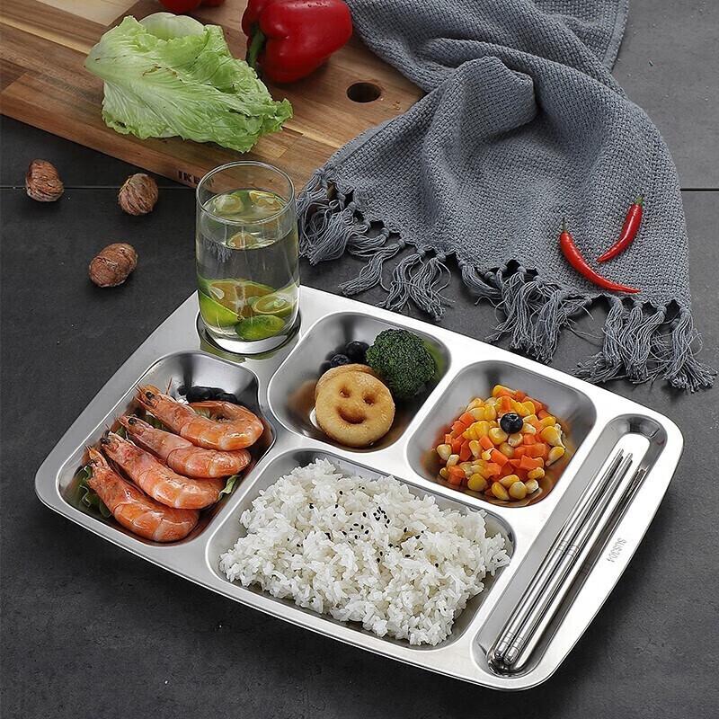 Набор подносов для ланча Homeglen из нержавеющей стали 304 с шестью отделениями