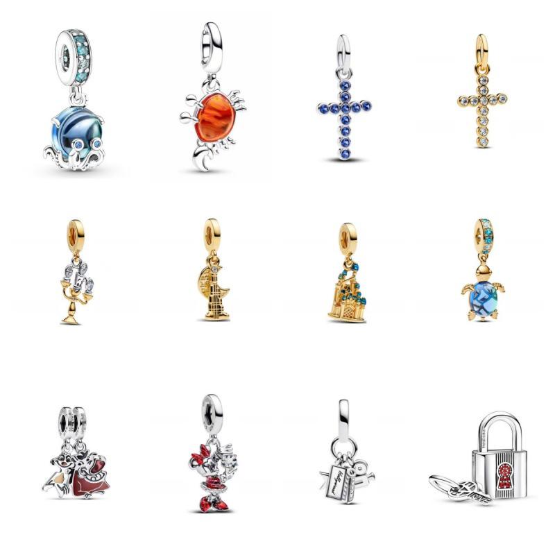 Серебряный Клешня Черепаха Замок Микки Подвеска Бусинки DIY Шарм