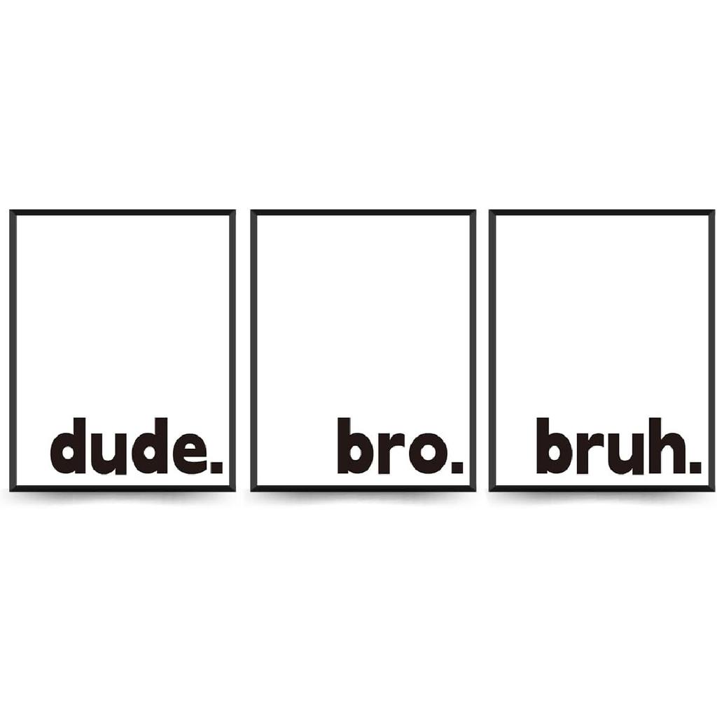 PLKMN Boy Room Decor Set, Minimalistic Typography Posters for Boys Bedroom Dorm Man Cave, Dude Bro Bruh Wall Art Prints 8x10