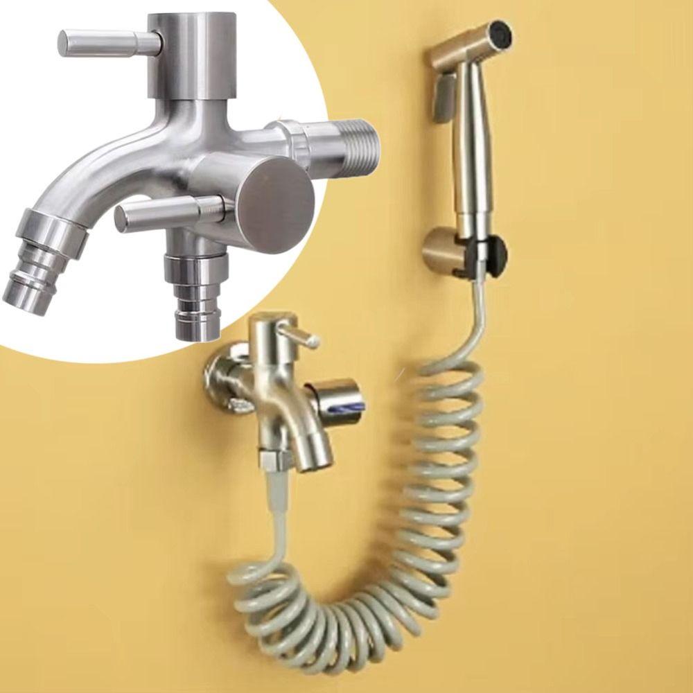 Mop Tap 304 Stainless Steel Faucet 1In 2 Out Double Outlet Double-Outlet Washing Machine Faucet Multifunctional