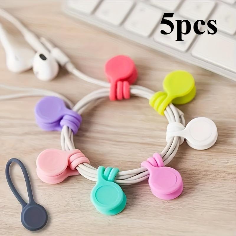 Разноцветные магнитные силиконовые кабельные стяжки - Многоразовый органайзер для шнуров для USB, наушников и брелоков