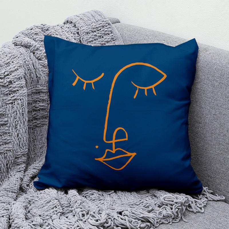 Легкая роскошь Оранжевая геометрическая подушка Высококлассная для дома Гостиная Диван Офисное сиденье Подушка-ядро Наволочка