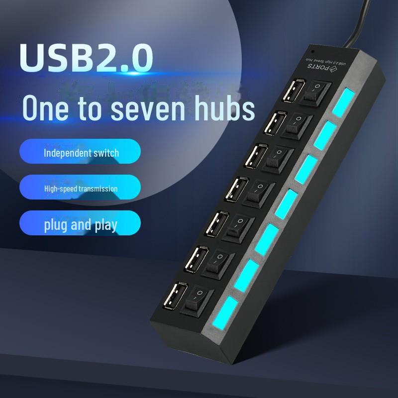Семипортовый концентратор USB 2.0 с независимым переключателем для расширения и удлинения