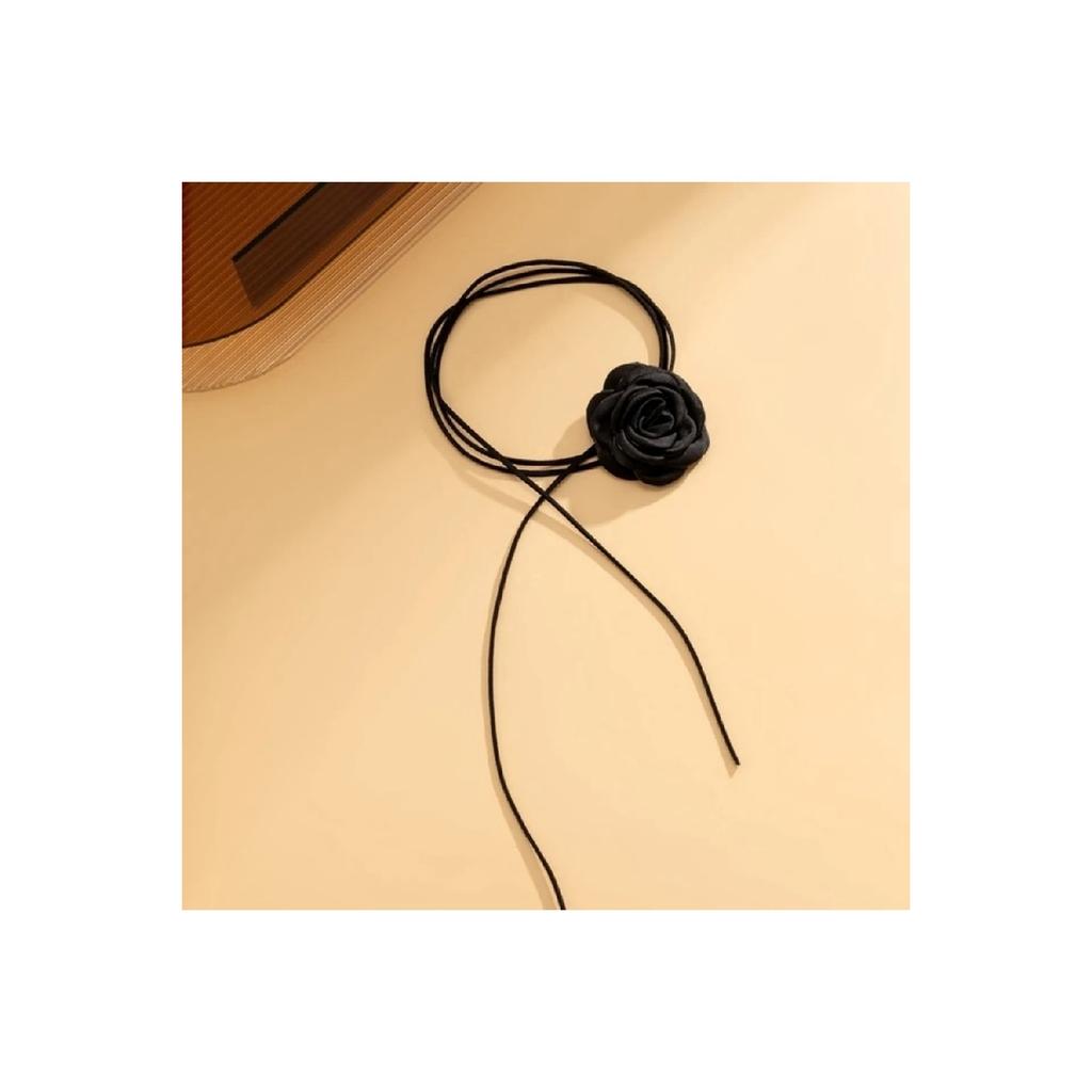 Rose Satin Necklace Lace-up Choker Necklace