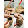Керамические инструменты "Водный метеор": Нож-кольцо с текстурой из красного грушевого дерева и вольфрамовой стали - Двусторонний инструмент для лепки и обрезки глины.