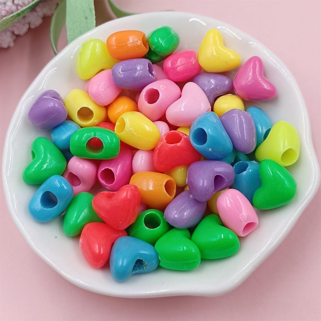 Сердечки из бисера в форме сердца, разноцветные браслеты, аксессуары, 50/100 шт., ожерелье с пентаграммой, серьги, аксессуары, акриловые бабочки, свободные серьги, бусины