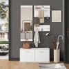 90*30*41.5cm 4-Piece Coat Rack Set with Mirror, 2 Hat Shelves and Shoe Cabinet, Compact Coat Rack with 6 Coat Hooks, White