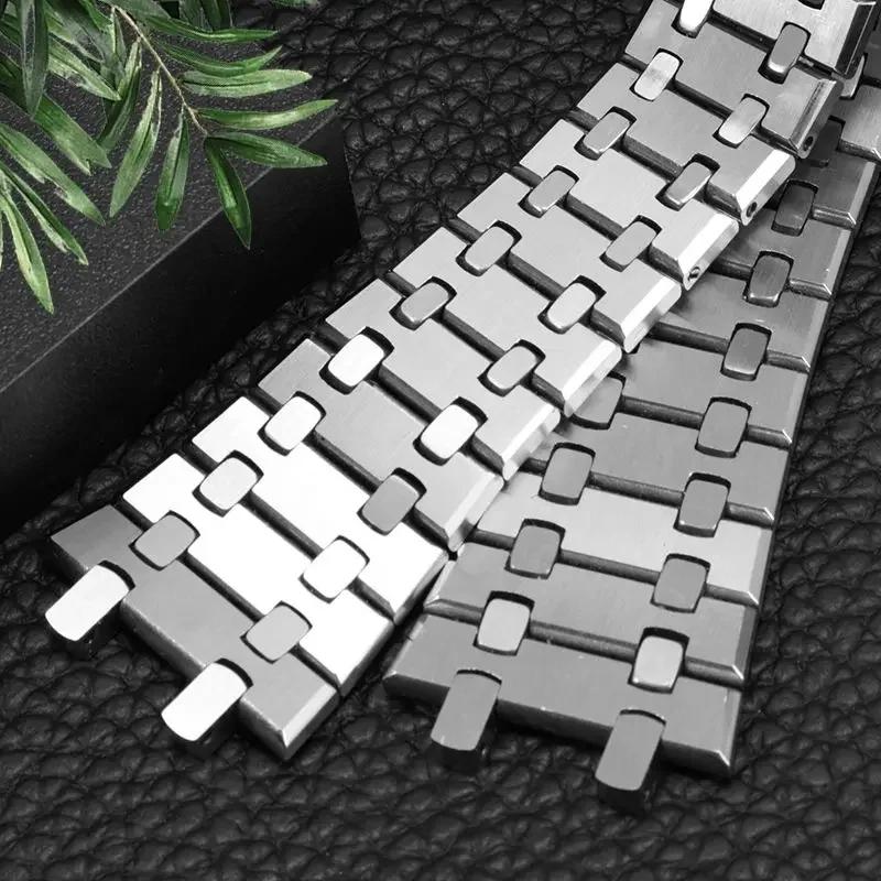 Ремешки для часов из нержавеющей стали 904L для AP 15400 Audemars Piguet Royal Oak GA2100 2110 Браслет Мужской Серебристый водонепроницаемый 26 мм