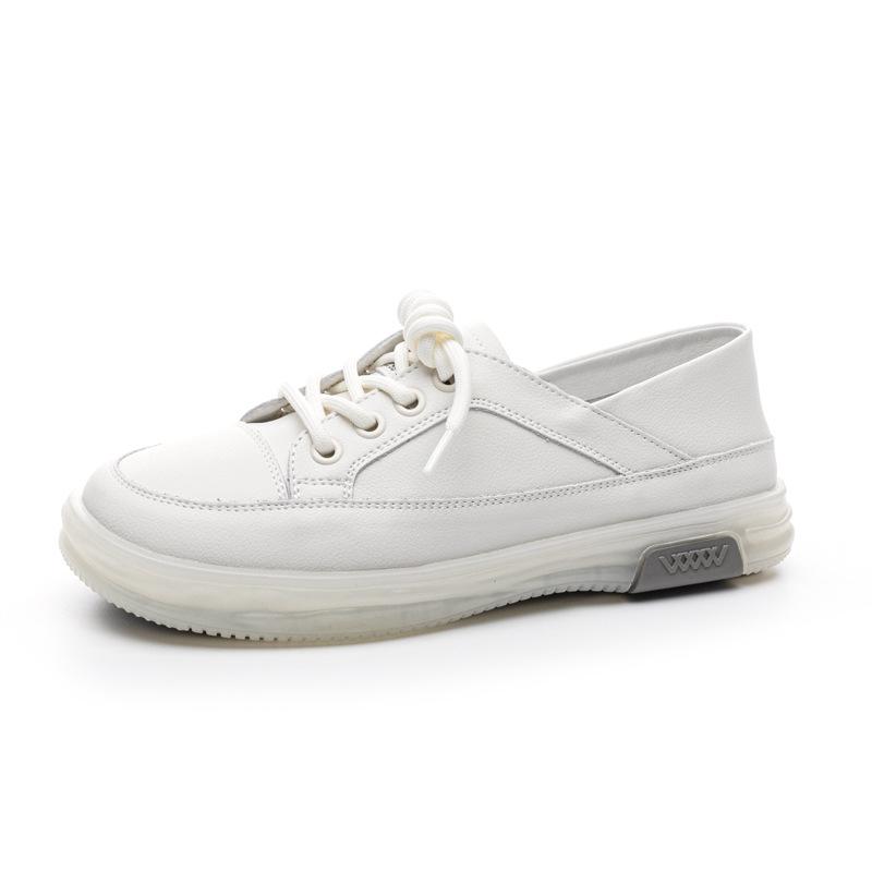 2025 Women's Genuine Leather White Sneakers: Breathable, Soft Cowhide Sole, Versatile Two-Wear Design for Spring & Summer.