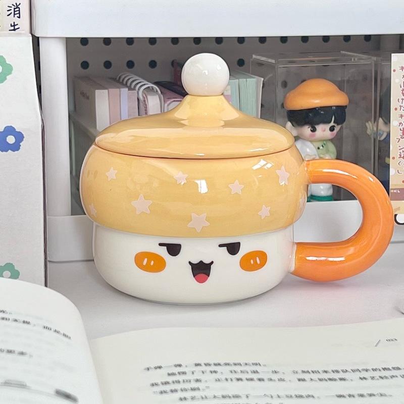 Cute Hat Ceramic Mug with Lid for Girls' Birthday Gifts Gift Box Set