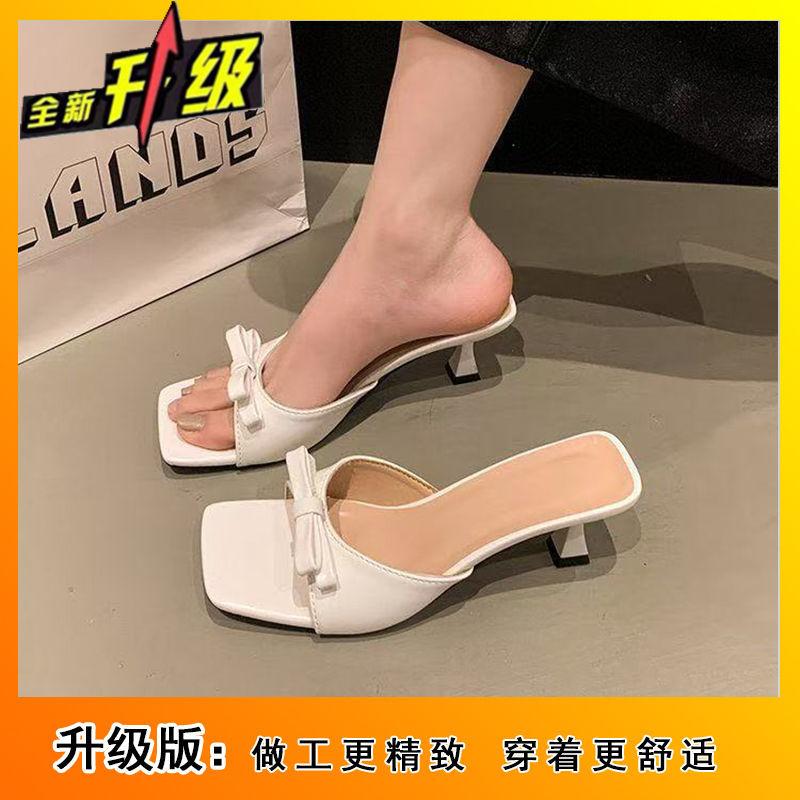 С юбкой крутые тапочки туфельки феи 2025 лето новая бант однословные высокие каблуки высокие каблуки крутые тапочки женщина