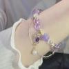 Chinese Style Light Luxury Purple Glass  Beaded Bracelets For Women Tassel Pendant Bracelet Sweet All-Match Wrist Jewelry