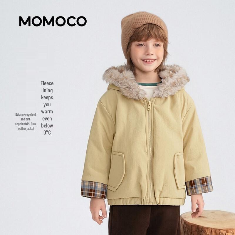 Зимняя куртка из искусственной кожи на флисовой подкладке для мальчиков MOMOCO