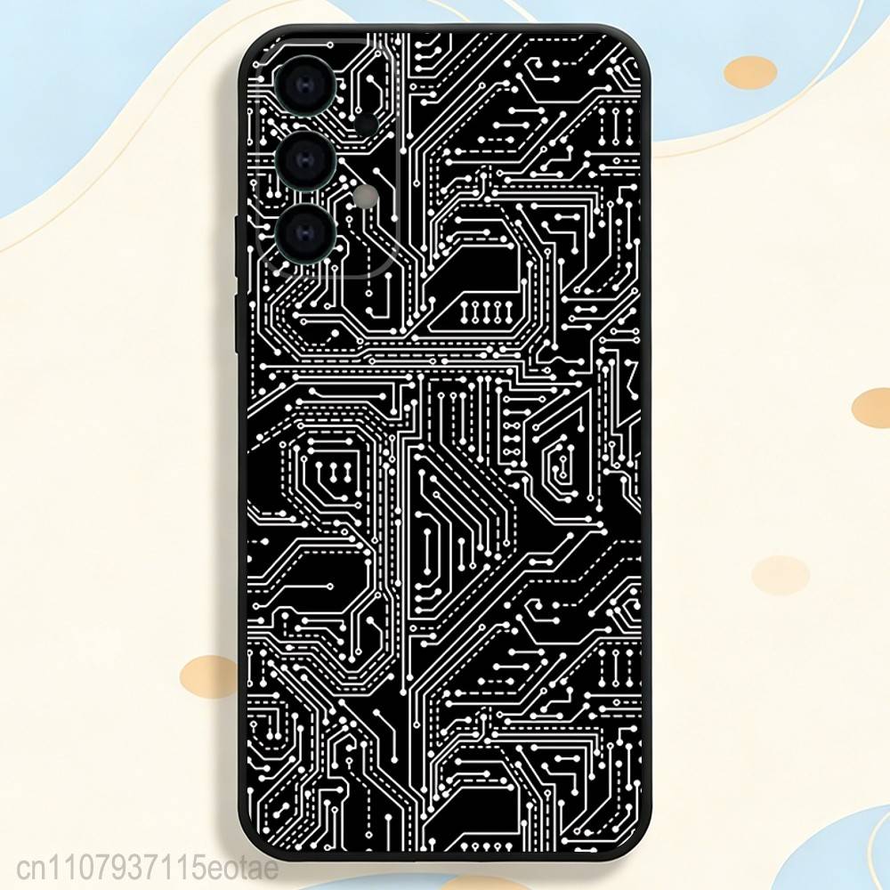 Чехол для телефона с рисунком под печатную плату Для Samsung S25,S26,S24,S21,S22,S23,S30,Ultra,S20,Plus,Fe,Lite,5G Черный