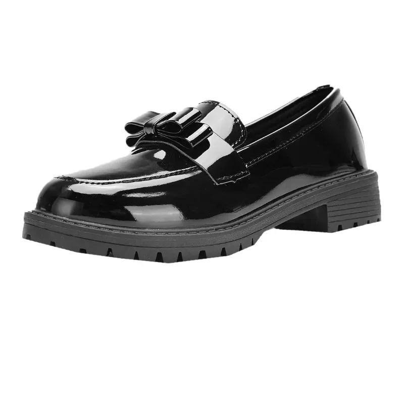 Женская обувь, горячо продаваемая осенью, женские туфли на высоком каблуке с круглым носком, однотонные, с бантом, на толстом каблуке, офисные профессиональные туфли на высоком каблуке