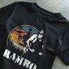 Unisex Shirt Cotton Oversize Large Size New Rambo First Blood Rocky Funny Quote Stallone Retro 80s 90s T-Shirt -