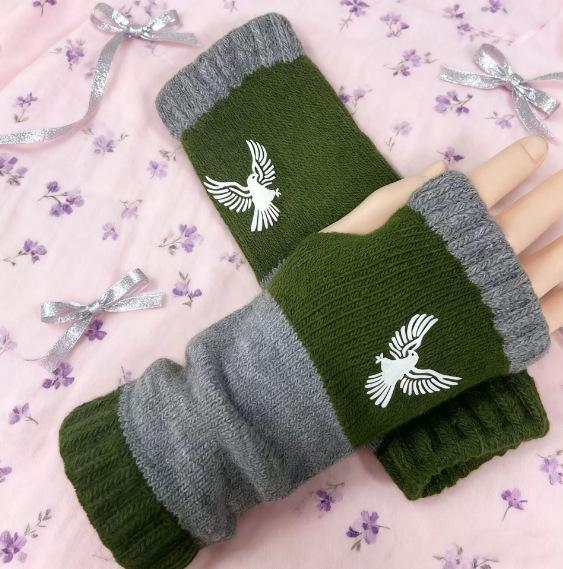 Женские осенне-зимние модные вязаные вышитые перчатки