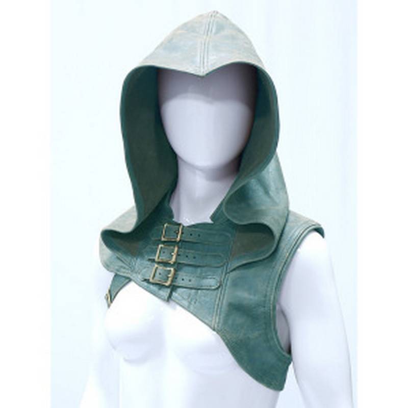 Fashion Unisex Cosplay Leather Hooded Vest Vintage Vintage Medieval Hat Solid Color Halloween Sleeveless Vests Plus Size
