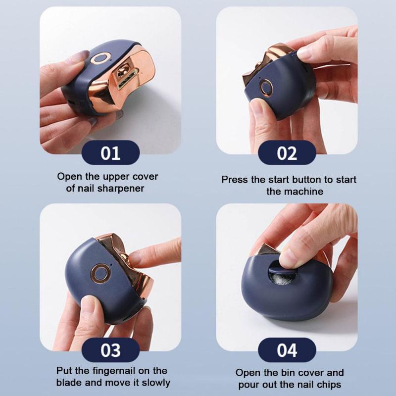 USB электрическая машинка для стрижки ногтей со светодиодной подсветкой, 2-скоростная автоматическая шлифовальная машинка для ногтей, триммер для детей и взрослых, мини-маникюрные инструменты