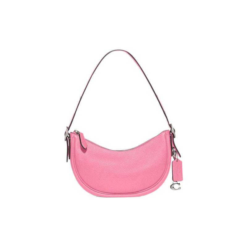 COACH Luna 27 zipper closure soft pebbled leather hand-held crossbody shoulder bag women's floral pink