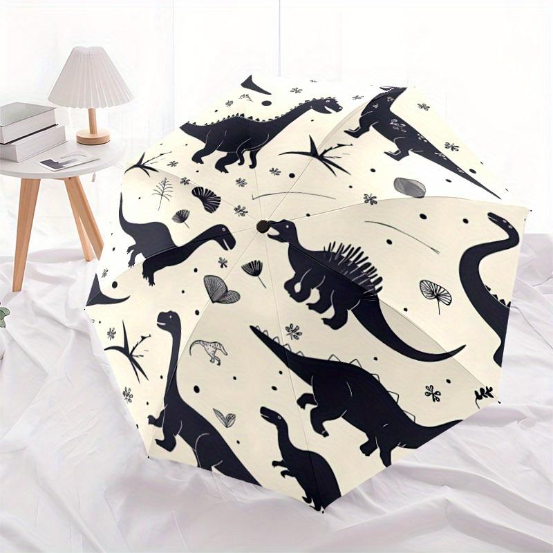 1pc Dino World Automatic Open/Close Umbrella with One-Touch Button, Compact Folding Canopy, Sturdy 8-Rib Windproof Design -141