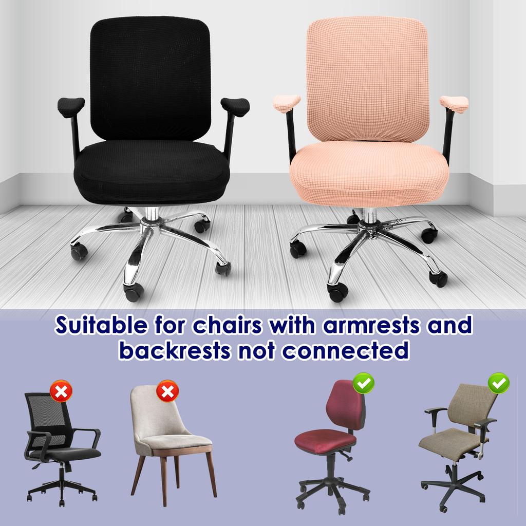2 Groups Computer Chair Seat Cover Set Scratch Resistant Stretch Fit Desk Rotating Seat Slipcover Set With Elastic Band for Home