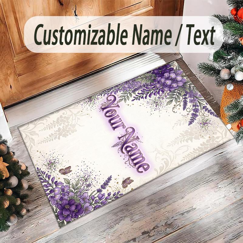 Other Similar Designs Theme Crystal Velvet Rug Personalized Custom Name Text Soft Floor Mat Home Decor