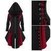 Женское платье для косплея, готический цвет, на шнуровке, на бретельках, нерегулярный подол, с капюшоном и длинными рукавами, на молнии, фестиваль, Хэллоуин, миди