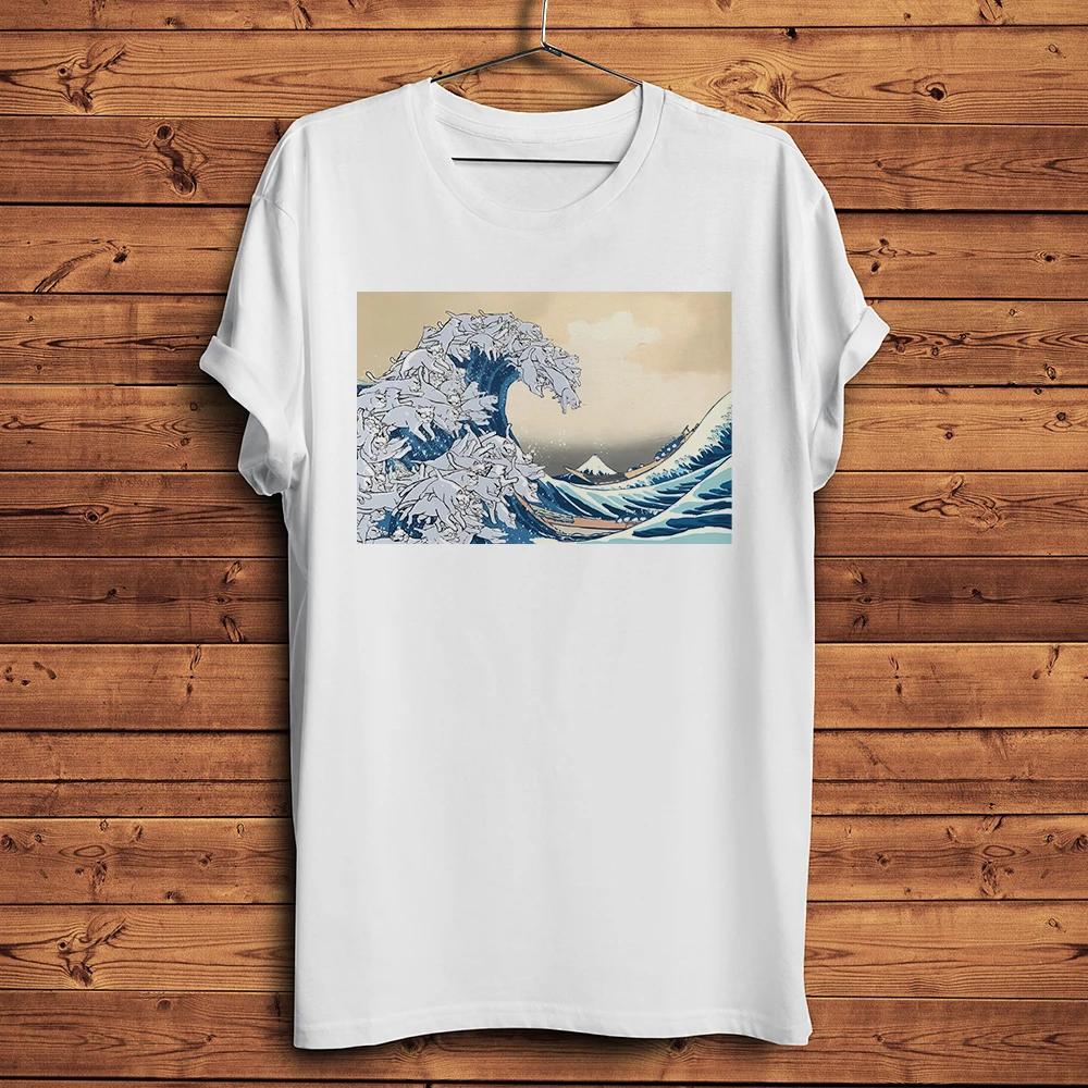The Great Wave of Cats Chihuahua Dog Funny Ukiyo T Shirt,Men O-neck Casual Streetwear,Short Sle
